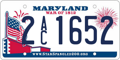MD license plate 2AC1652