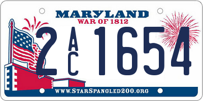 MD license plate 2AC1654