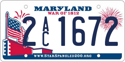 MD license plate 2AC1672
