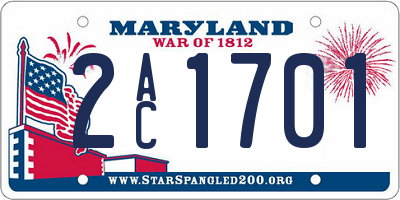 MD license plate 2AC1701