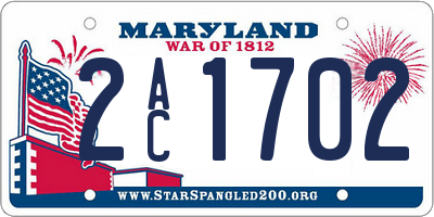 MD license plate 2AC1702