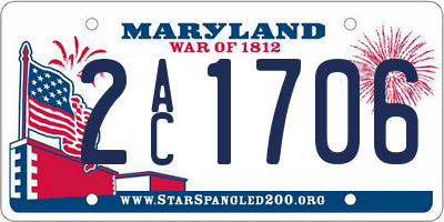 MD license plate 2AC1706