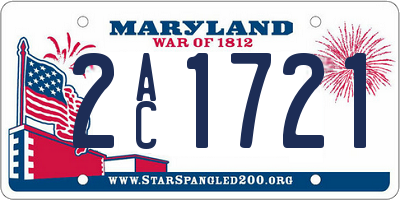 MD license plate 2AC1721