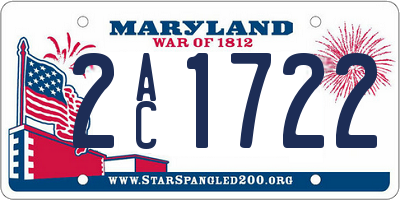 MD license plate 2AC1722
