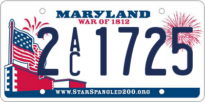 MD license plate 2AC1725