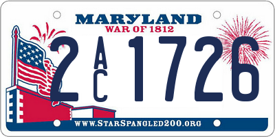 MD license plate 2AC1726