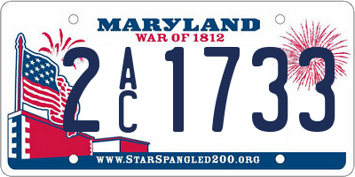 MD license plate 2AC1733