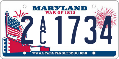 MD license plate 2AC1734