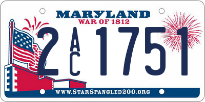 MD license plate 2AC1751