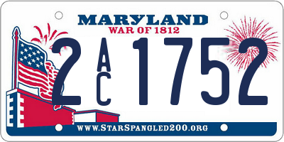 MD license plate 2AC1752