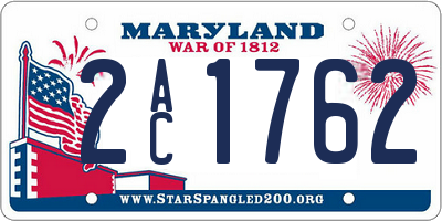 MD license plate 2AC1762