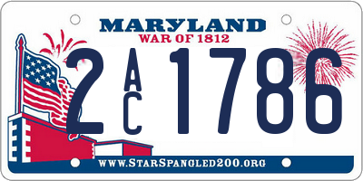 MD license plate 2AC1786