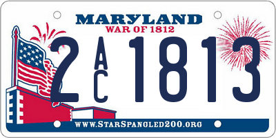 MD license plate 2AC1813