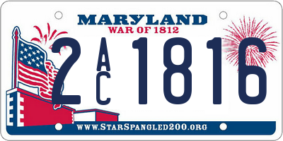 MD license plate 2AC1816