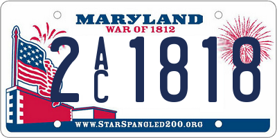 MD license plate 2AC1818