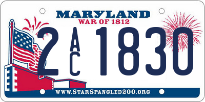 MD license plate 2AC1830