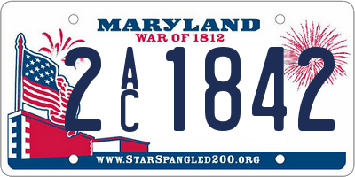 MD license plate 2AC1842