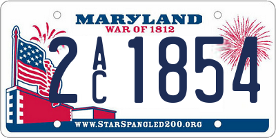 MD license plate 2AC1854