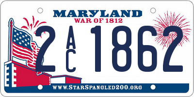 MD license plate 2AC1862