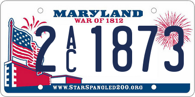 MD license plate 2AC1873
