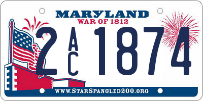 MD license plate 2AC1874