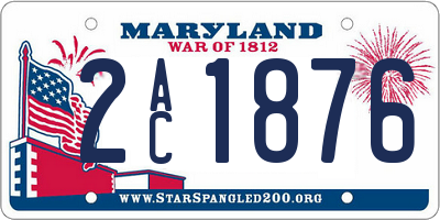 MD license plate 2AC1876