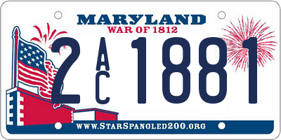 MD license plate 2AC1881