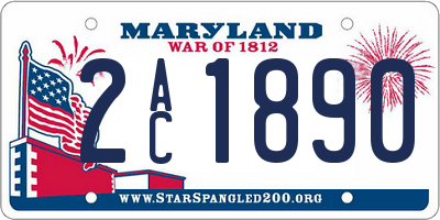 MD license plate 2AC1890