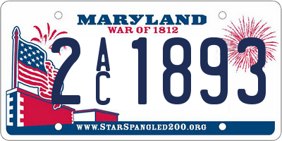 MD license plate 2AC1893