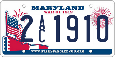 MD license plate 2AC1910