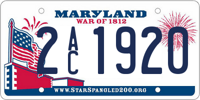 MD license plate 2AC1920
