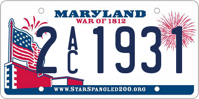MD license plate 2AC1931