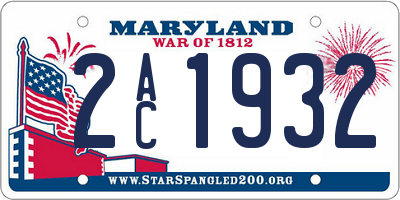 MD license plate 2AC1932