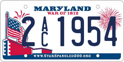 MD license plate 2AC1954