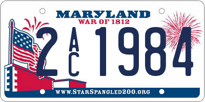 MD license plate 2AC1984