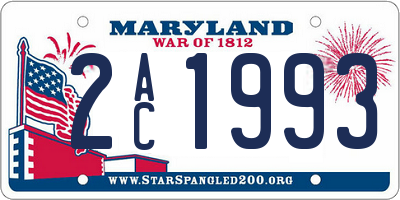 MD license plate 2AC1993