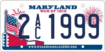 MD license plate 2AC1999