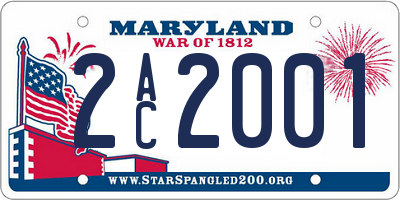 MD license plate 2AC2001