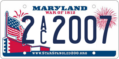 MD license plate 2AC2007