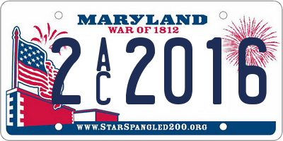 MD license plate 2AC2016