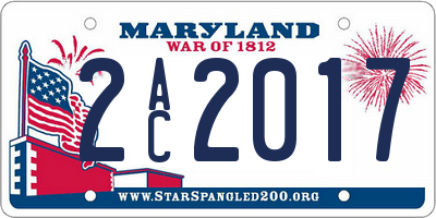 MD license plate 2AC2017