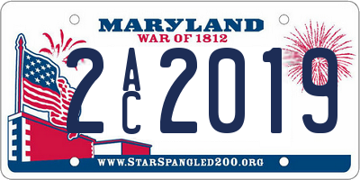 MD license plate 2AC2019