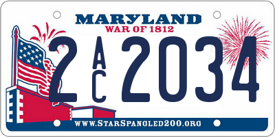 MD license plate 2AC2034
