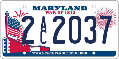 MD license plate 2AC2037