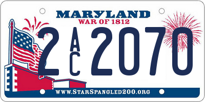 MD license plate 2AC2070