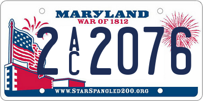 MD license plate 2AC2076