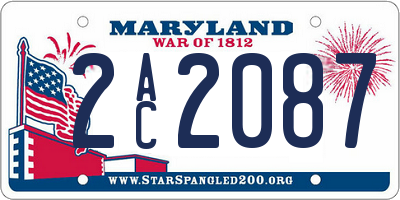 MD license plate 2AC2087