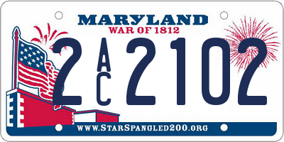 MD license plate 2AC2102