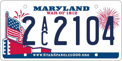 MD license plate 2AC2104