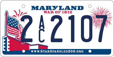 MD license plate 2AC2107
